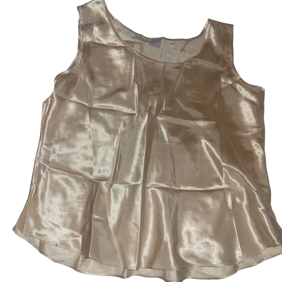 Bellina Golden Cream Colored Satin 3pc. Pajama Set L - Picture 2 of 4